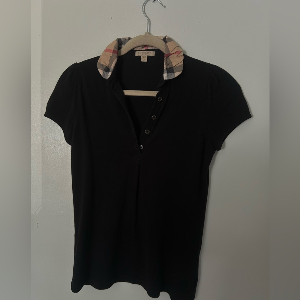 Burberry Brit Black Polo Shirt with Check Collar